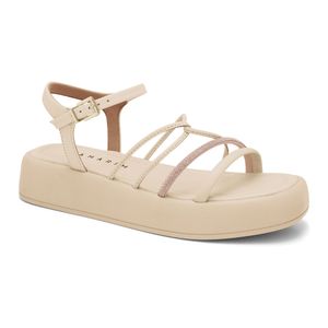 Sandália Papete Ramarim Creme Strass 2339203-1