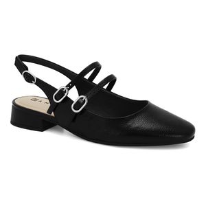 Slingback Preto Chanel Salto Baixo Ramarim 2415131-1