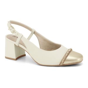 Slingback Salto Bloco Ouro Metal Ramarim 2417132-1
