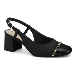 Slingback Salto Bloco Preto Metal Ramarim 2417132-2