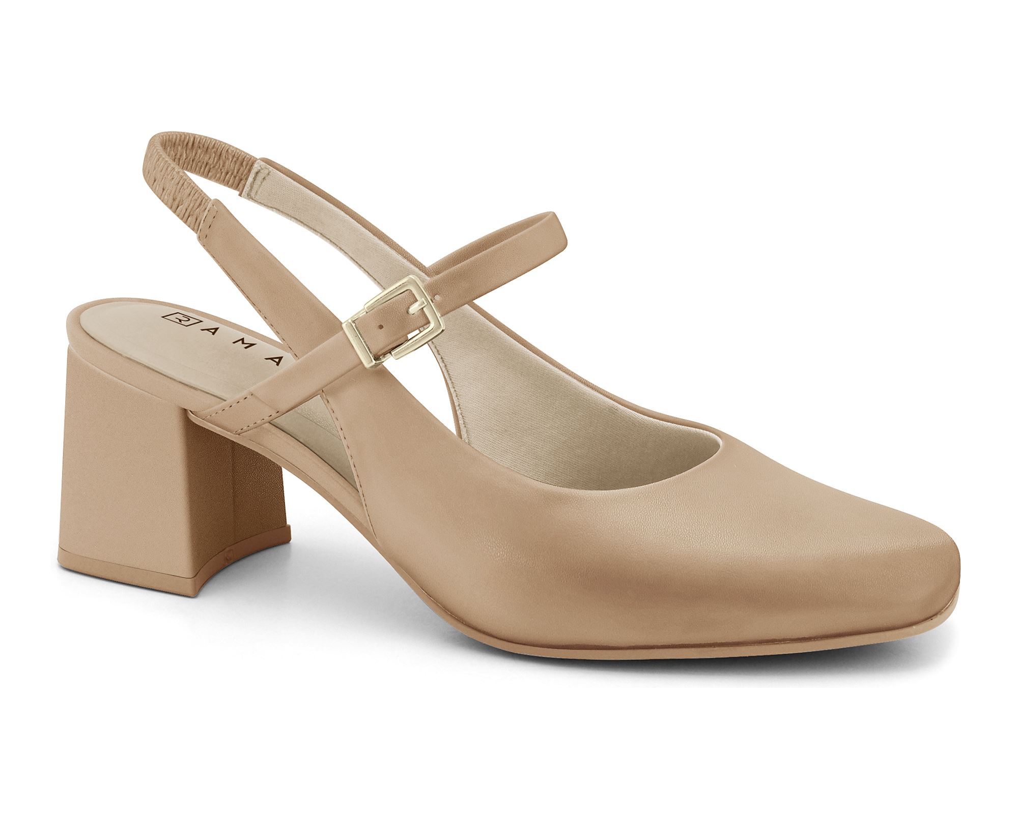 Slingback Salto Bloco Caqui