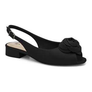 Slingback Salto Baixo Peep Toe Preto Ramarim 2419231-7