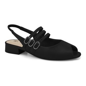 Slingback Salto Baixo Peep Toe Preto Ramarim 2419232-6