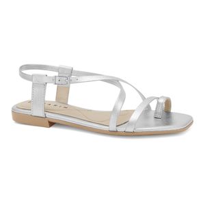 Sandália Rasteira Feminina Prata Ramarim 2425205-1