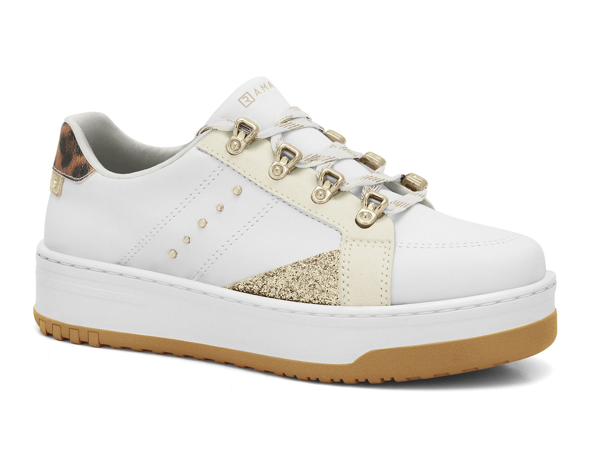 Tênis Branco/Ouro Feminino Onça Ramarim