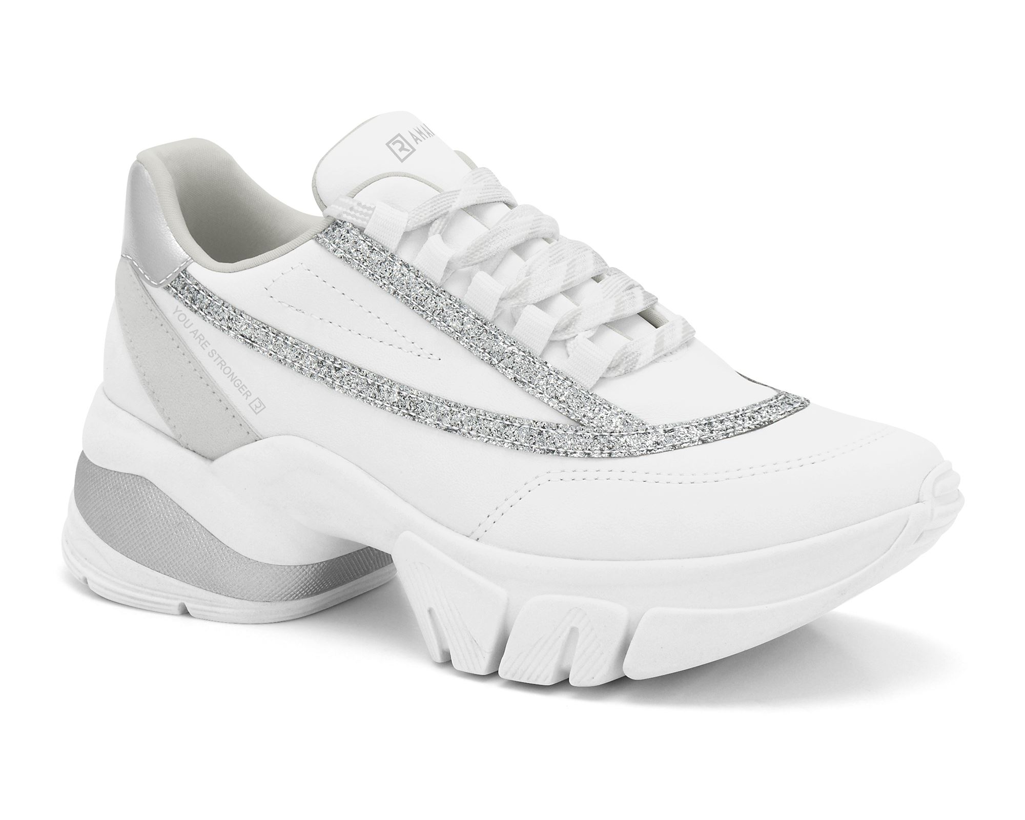 Tênis Chunky Branco/Prata Glitter Ramarim
