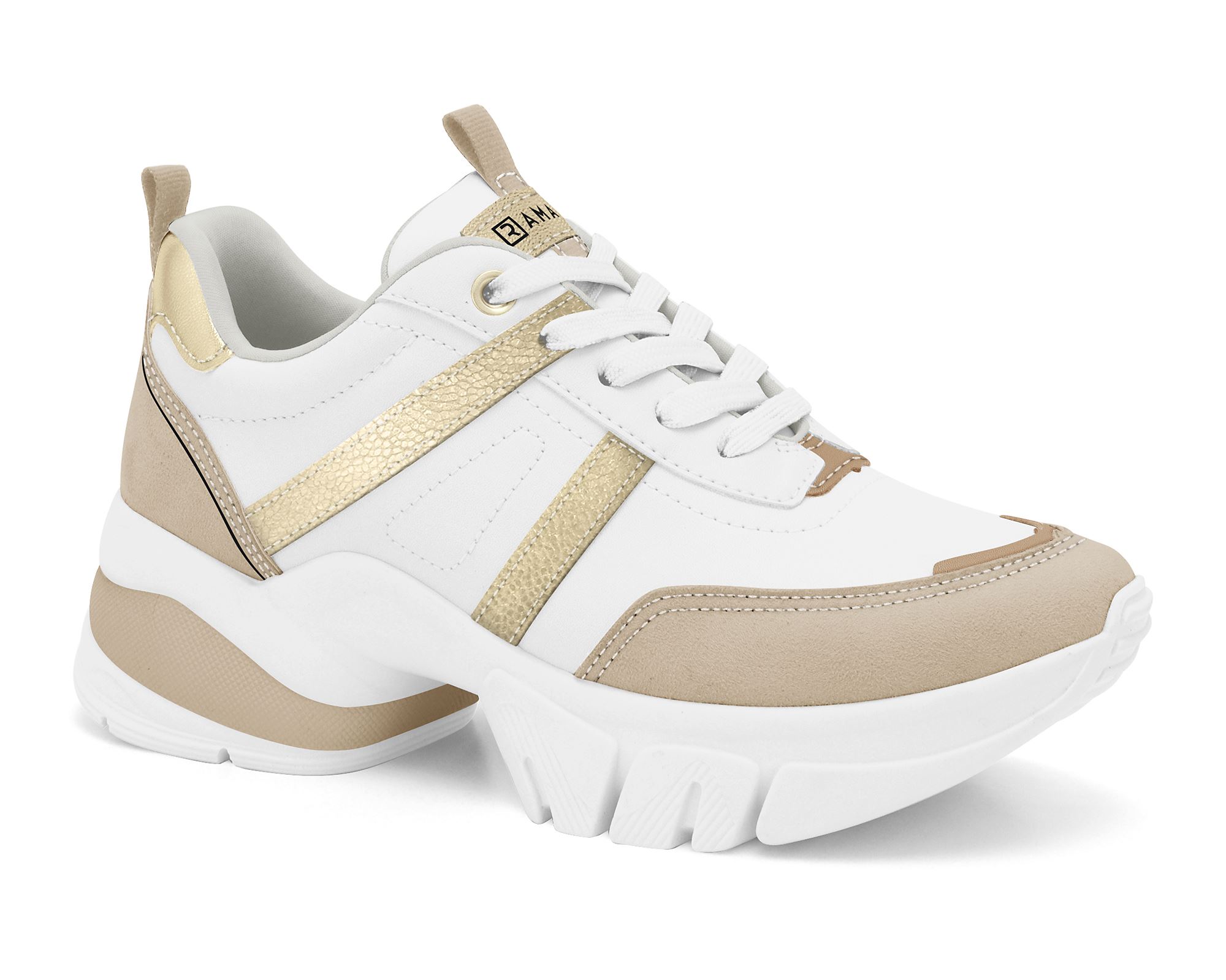 Tênis Branco/Almond/Ouro Chunky Ramarim