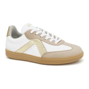 Tênis Casual Feminino Since 1962 Almond/Branco/Gliter Ouro/Metal Ouro Ramarim 2462202-2
