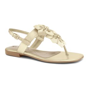 Sandália Rasteira Flowers Metalizada Ouro Ramarim 2425203-9