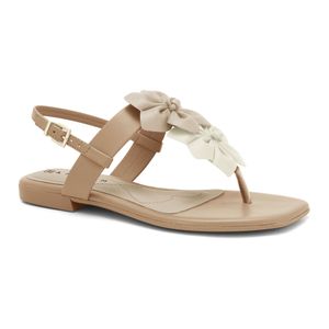 Sandália Rasteira Flowers Caqui Ramarim 2425203-10