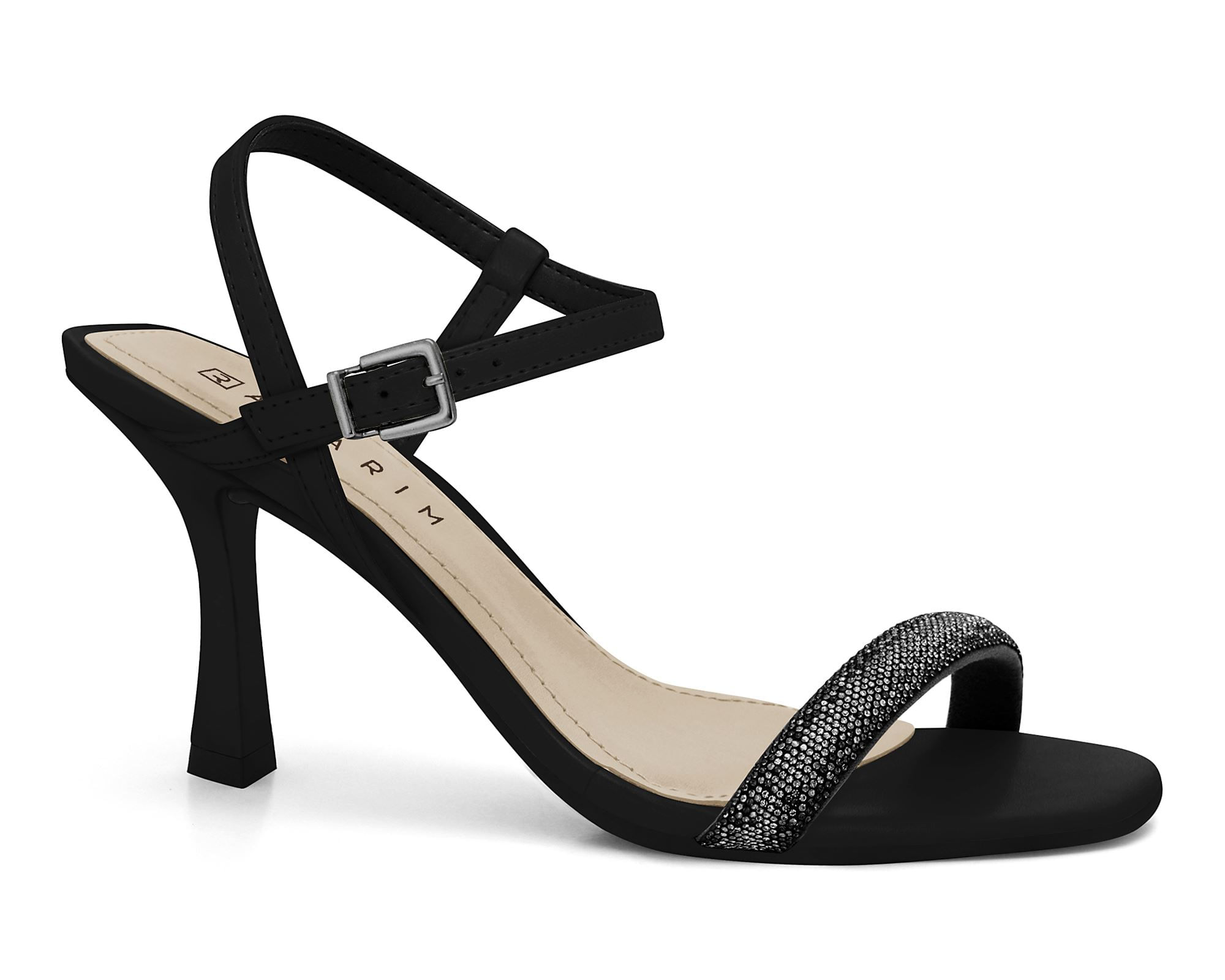 Sandália Preta Salto Fino com Strass Marketplace Ramarim