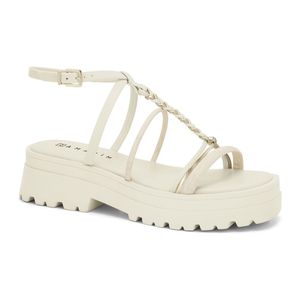 Sandália Plataforma Jeans Natural/Metal Ouro/Coconut Ramarim 2438205-1