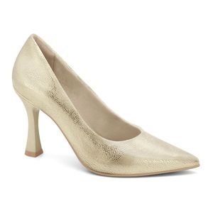 Scarpin Salto Fino Craquele Metal Ouro Ramarim 2418101-9