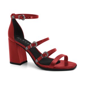 Sandália Salto Bloco Carmim Ramarim 2541104-2