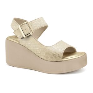 Sandália Anabela Dourada Ramarim 2533104-2