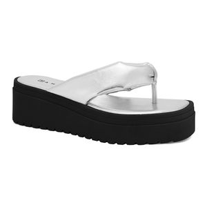Chinelo Plataforma Metal Prata Ramarim 2445202-1