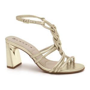 Sandália Salto Bloco Dourada Ramarim 2522204-1