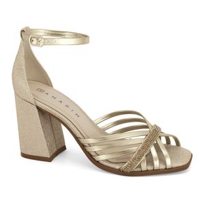 Sandália Salto Bloco Dourada Ramarim 2541209-1